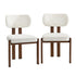 Oikiture 2x Dining Chairs Linen Kitchen Padded Seat Beige & Brown