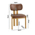 Oikiture 2x Dining Chairs Linen Kitchen Padded Seat Beige & Brown
