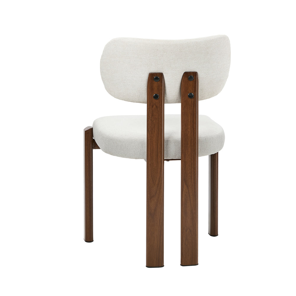 Oikiture 2x Dining Chairs Linen Kitchen Padded Seat Beige & Brown