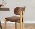 Oikiture 2x Dining Chairs Linen Kitchen Padded Seat Beige & Brown