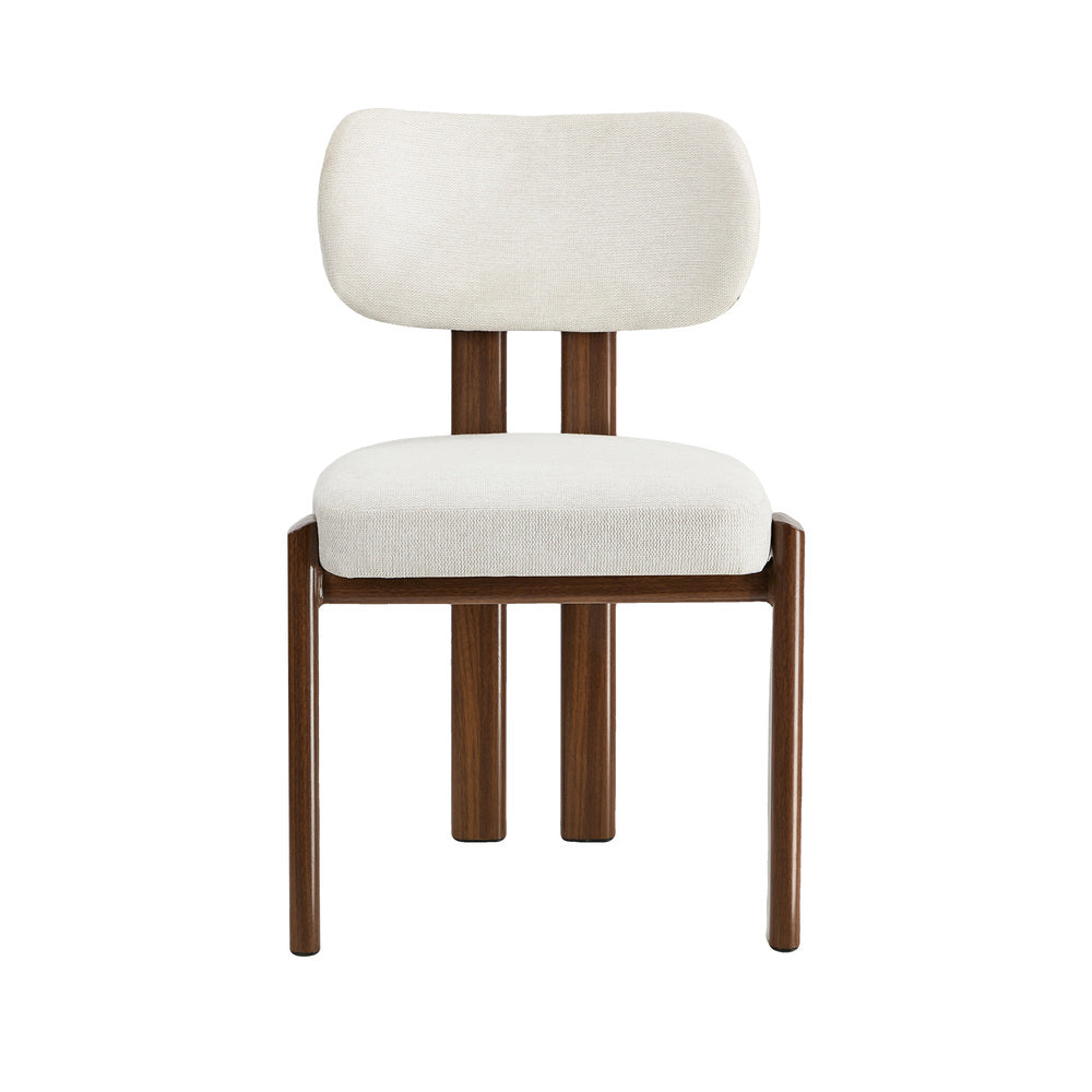 Oikiture 4x Dining Chairs Linen Kitchen Padded Seat Beige & Brown