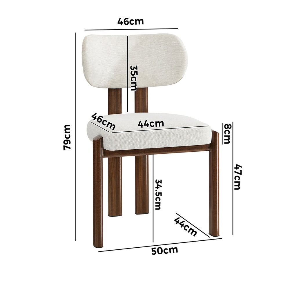Oikiture 4x Dining Chairs Linen Kitchen Padded Seat Beige & Brown