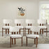 Oikiture 6x Dining Chairs Linen Kitchen Padded Seat Beige & Brown