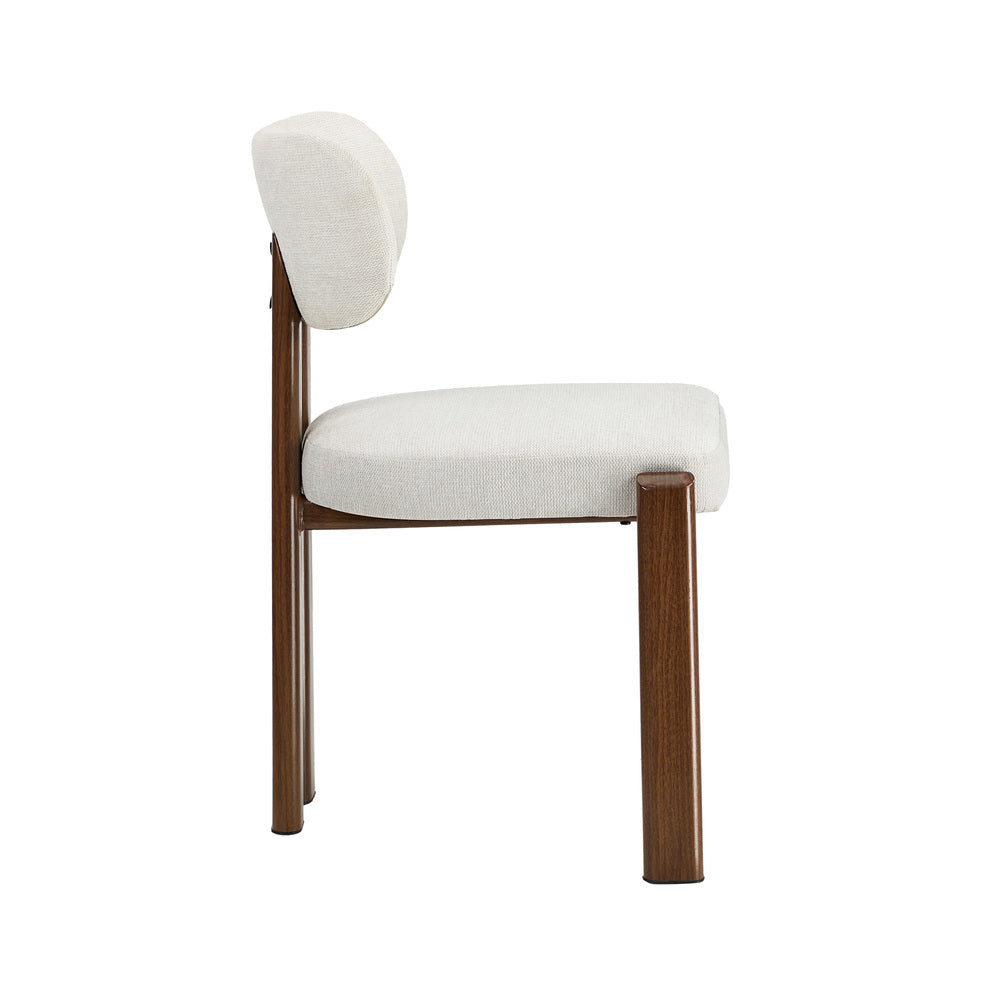 Oikiture 6x Dining Chairs Linen Kitchen Padded Seat Beige & Brown
