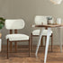 Oikiture 6x Dining Chairs Linen Kitchen Padded Seat Beige & Brown