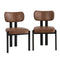 Oikiture 2x Dining Chairs Faux Leather Kitchen Chair Padded Seat Brown