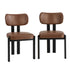 Oikiture 2x Dining Chairs Faux Leather Kitchen Chair Padded Seat Brown