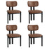 Oikiture 4x Dining Chairs Faux Leather Kitchen Chair Padded Seat Brown