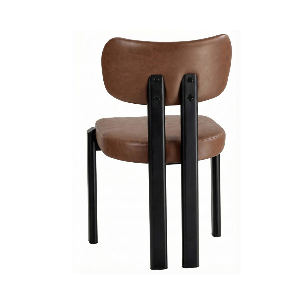 Oikiture 4x Dining Chairs Faux Leather Kitchen Chair Padded Seat Brown