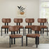 Oikiture 6x Dining Chairs Faux Leather Kitchen Chair Padded Seat Brown