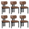 Oikiture 6x Dining Chairs Faux Leather Kitchen Chair Padded Seat Brown