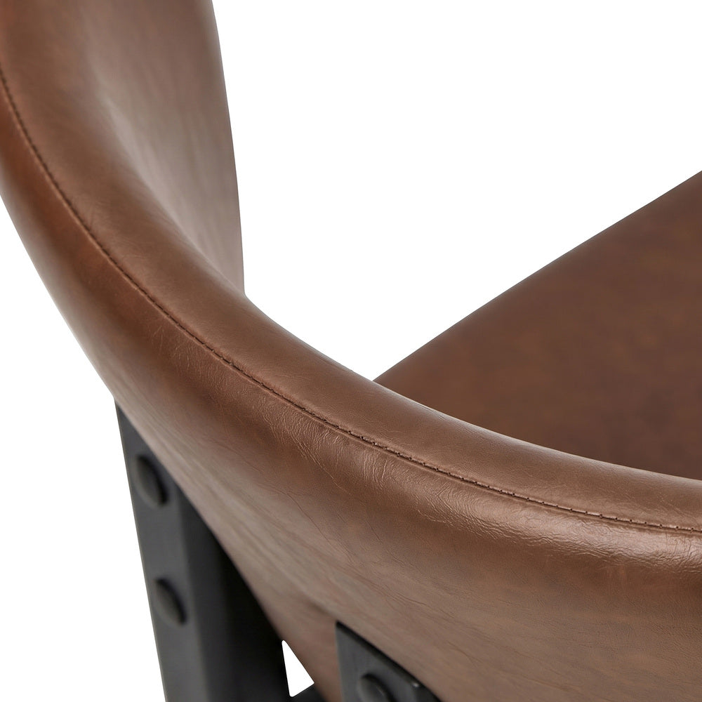 Oikiture 6x Dining Chairs Faux Leather Kitchen Chair Padded Seat Brown