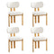Set of 4 Dining Chairs Linen Fabric Padded Seat Beige