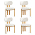Set of 4 Dining Chairs Linen Fabric Padded Seat Beige