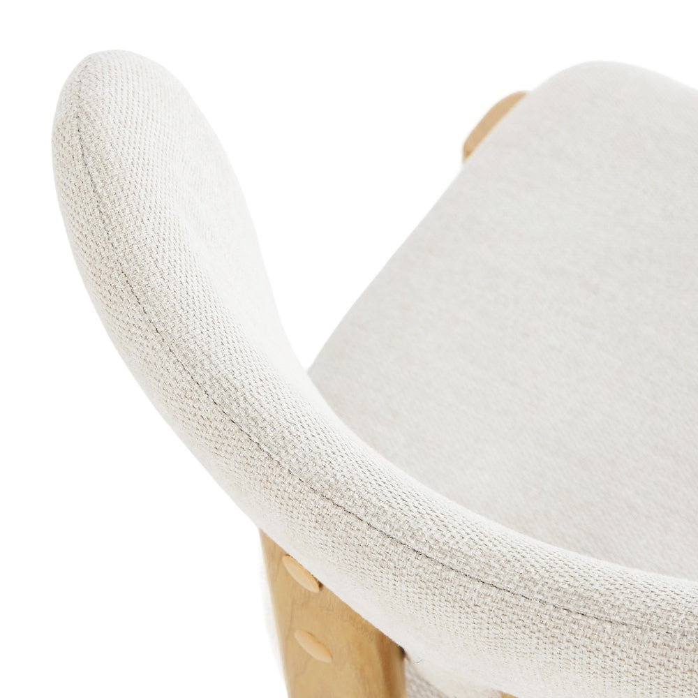 Set of 4 Dining Chairs Linen Fabric Padded Seat Beige