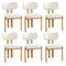 Set of 6 Dining Chairs Linen Fabric Padded Seat Beige