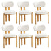 Set of 6 Dining Chairs Linen Fabric Padded Seat Beige