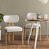 Set of 6 Dining Chairs Linen Fabric Padded Seat Beige