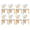 Set of 8 Dining Chairs Linen Fabric Padded Seat Beige