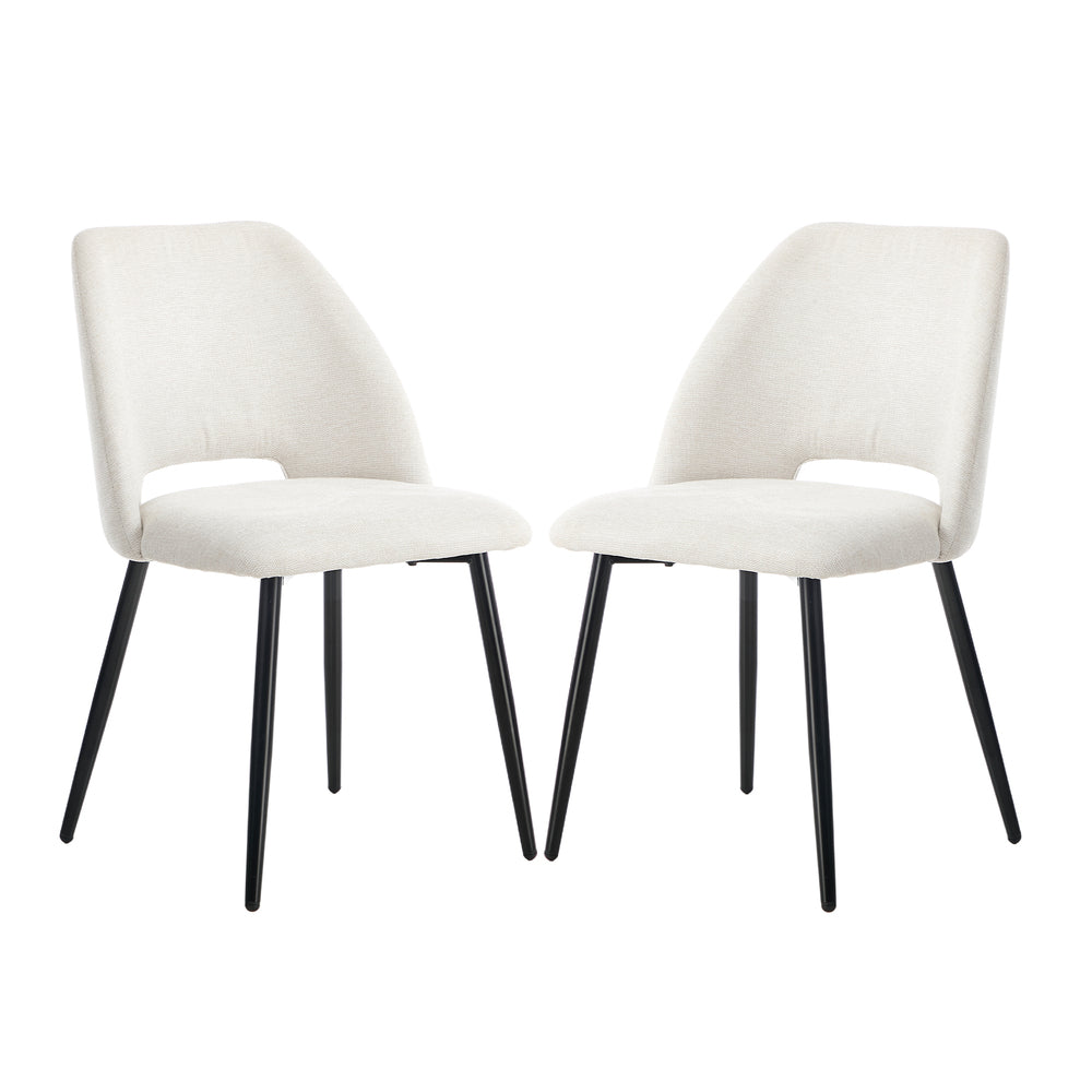 2x Dining Chair Accent Chairs Linen Fabric Beige