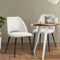 Oikiture 2x Dining Chairs Beige Linen Fabric Accent Chairs Steel Legs