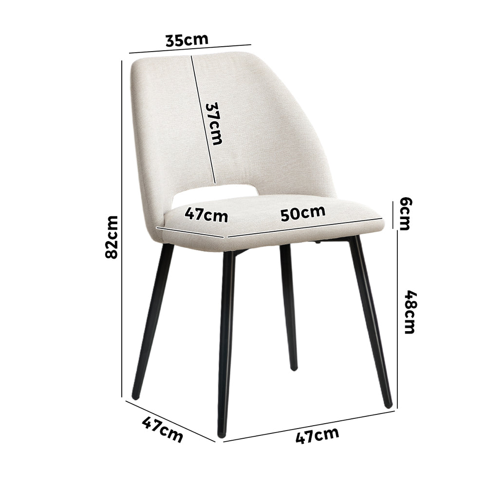 4x Dining Chair Accent Chairs Linen Fabric Beige