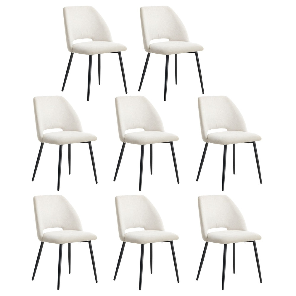 8x Dining Chair Accent Chairs Linen Fabric Beige