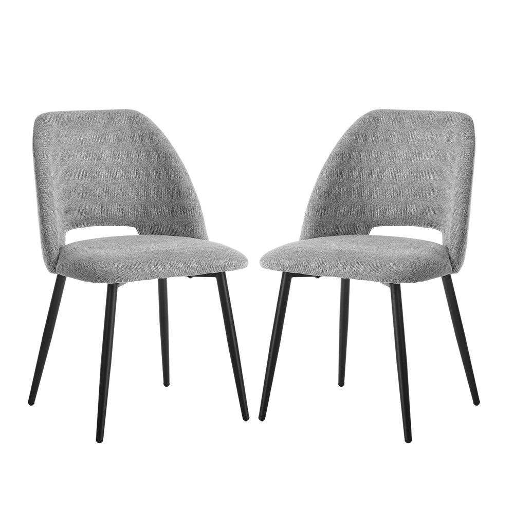 2x Dining Chair Accent Chairs Linen Fabric Grey
