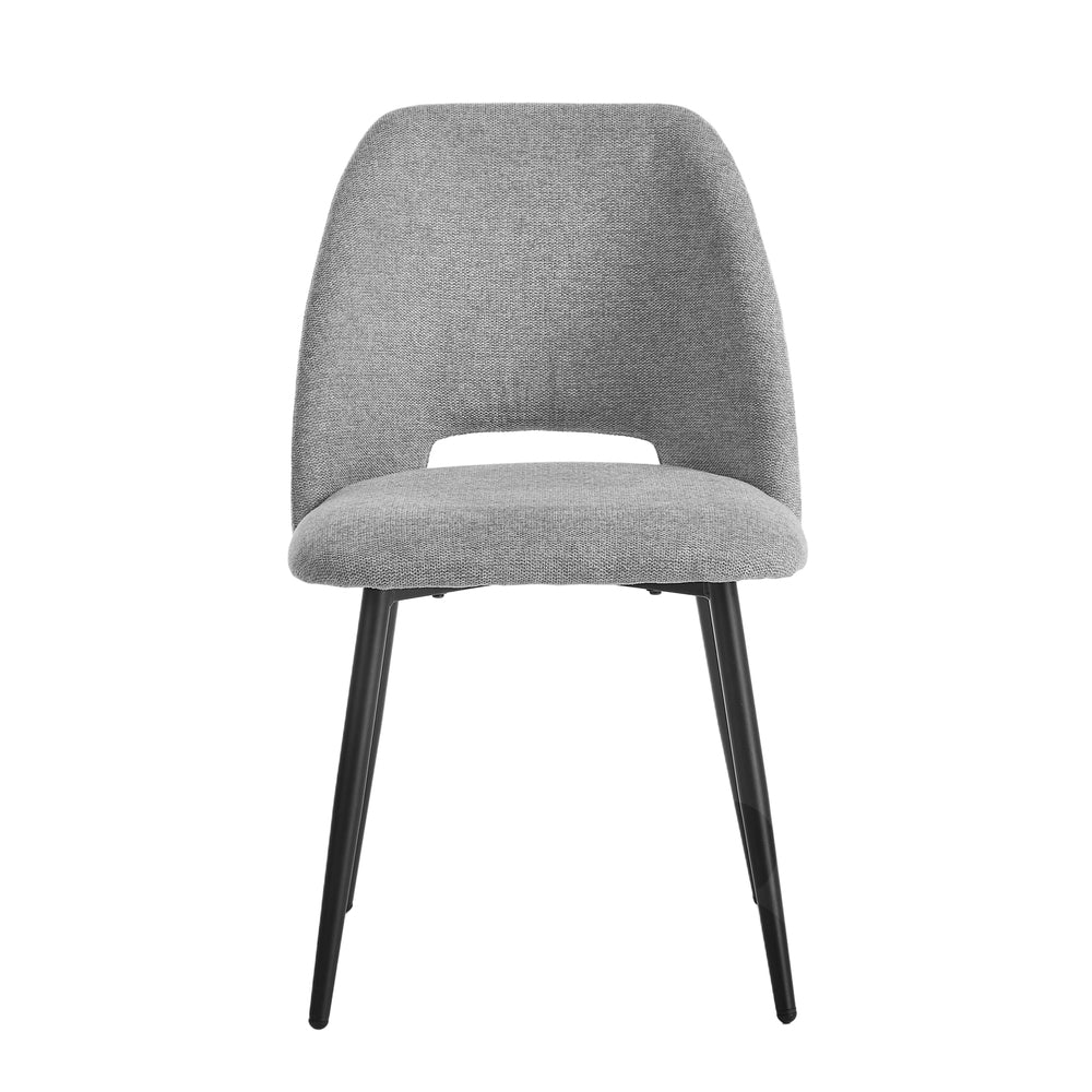 2x Dining Chair Accent Chairs Linen Fabric Grey