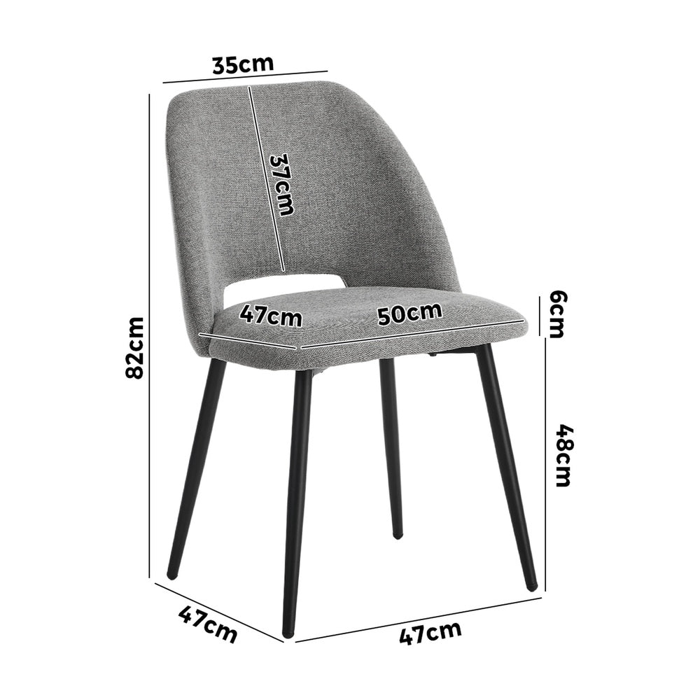 2x Dining Chair Accent Chairs Linen Fabric Grey