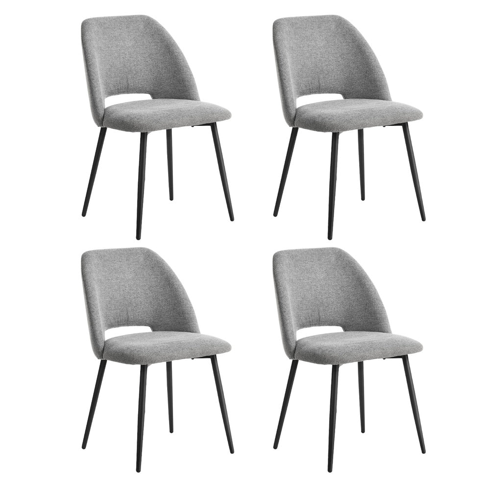 4x Dining Chair Accent Chairs Linen Fabric Grey