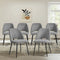 Oikiture 6x Dining Chairs Grey Linen Fabric Accent Chairs Steel Legs Set