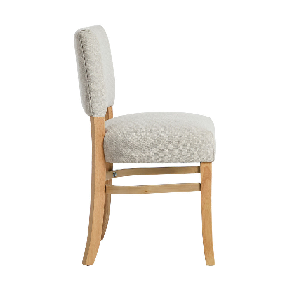 Oikiture 2x Dining Chairs Wooden Kitchen Seat Rubberwood Frame Beige