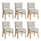 Oikiture 6x Dining Chairs Wooden Kitchen Seat Rubberwood Frame Beige