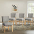 Oikiture 4x Dining Chairs Wooden Kitchen Seat Rubberwood Frame Grey