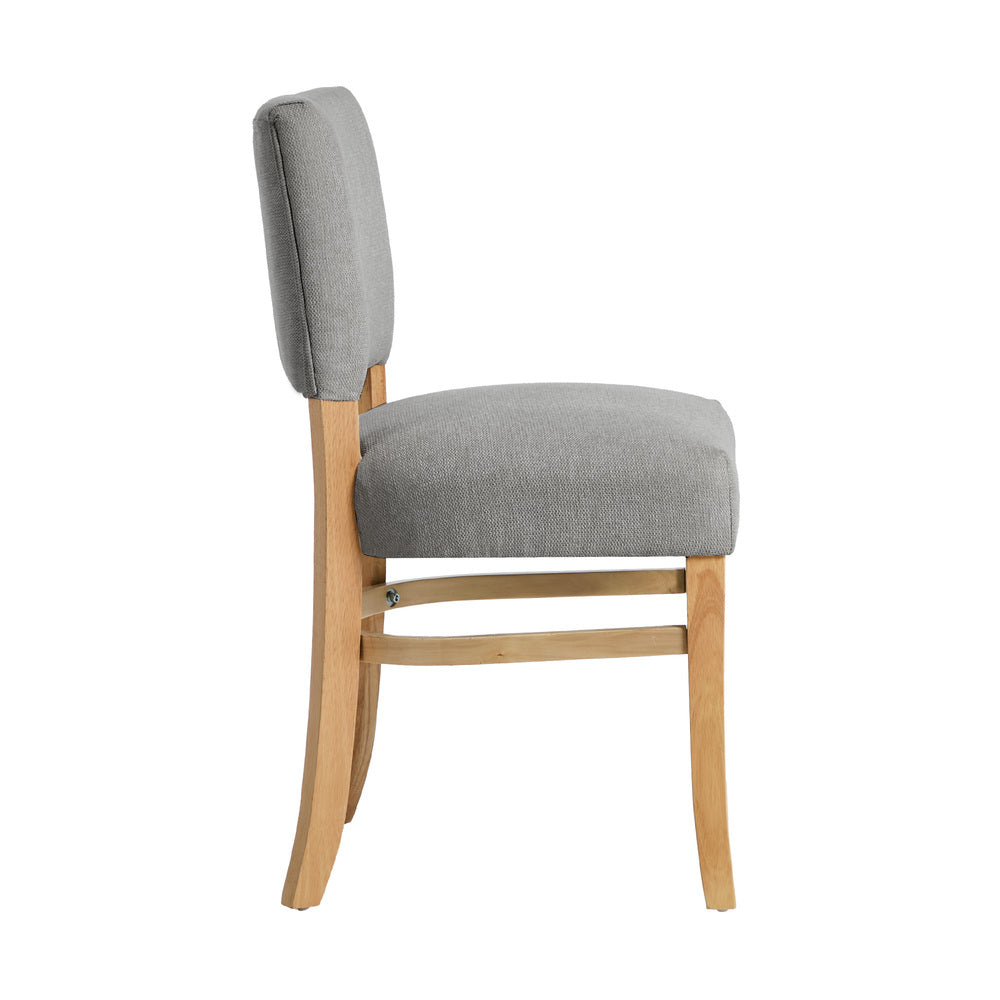 Oikiture 4x Dining Chairs Wooden Kitchen Seat Rubberwood Frame Grey