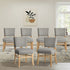 Oikiture 6x Dining Chairs Wooden Kitchen Seat Rubberwood Frame Grey