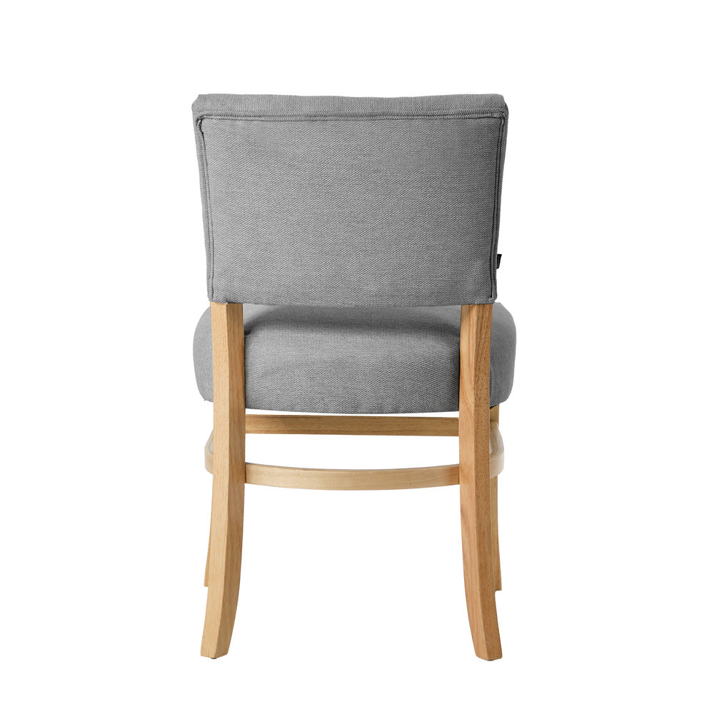 Oikiture 6x Dining Chairs Wooden Kitchen Seat Rubberwood Frame Grey