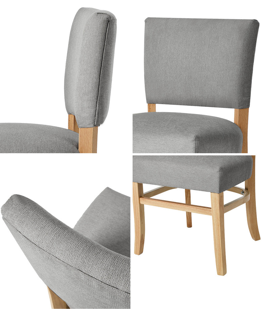 Oikiture 6x Dining Chairs Wooden Kitchen Seat Rubberwood Frame Grey