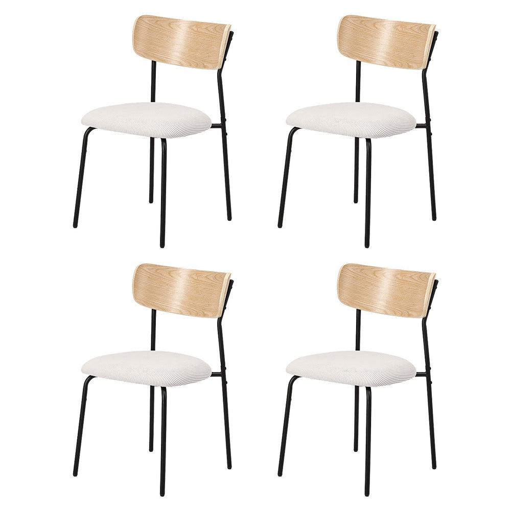 Oikiture 4PCS Dining Chairs Padded Kitchen Chair Corduroy Beige