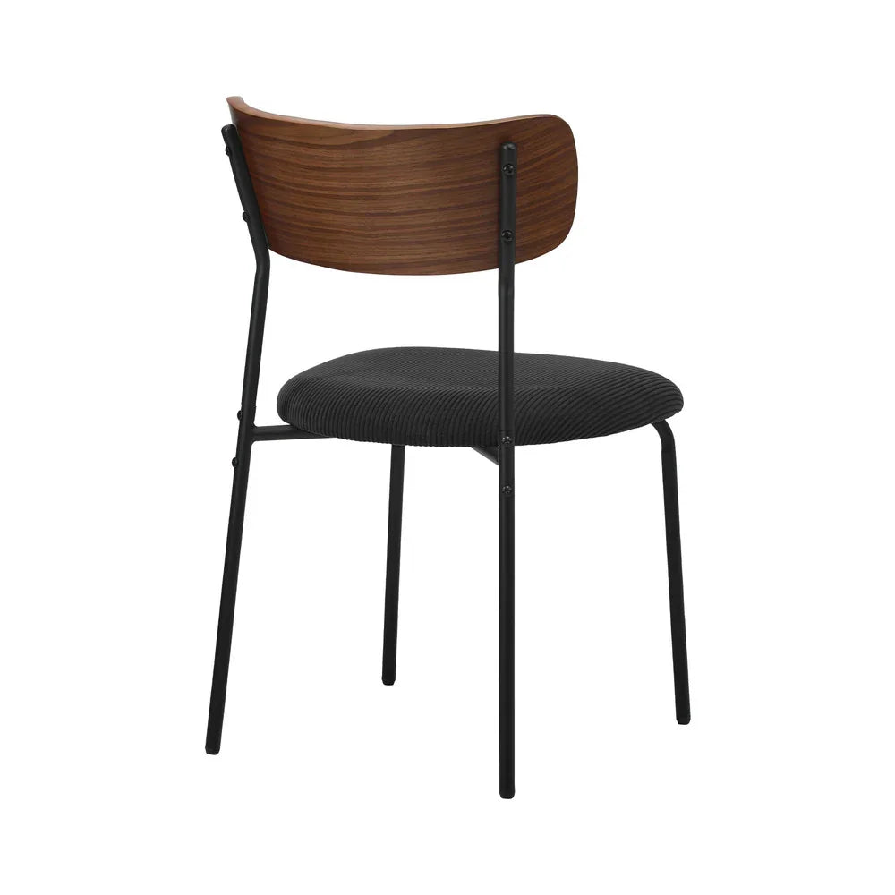 4PCS Dining Chairs Kitchen Padded Lounge Seat Corduroy Black