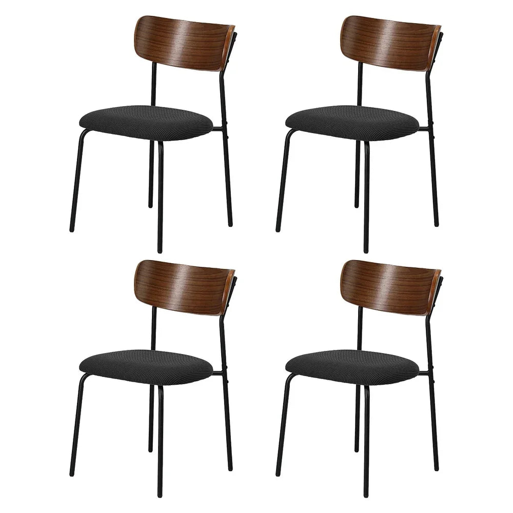 4PCS Dining Chairs Kitchen Padded Lounge Seat Corduroy Black