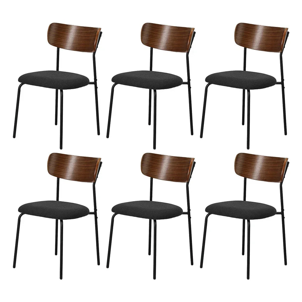 6PCS Dining Chairs Kitchen Padded Lounge Seat Corduroy Black