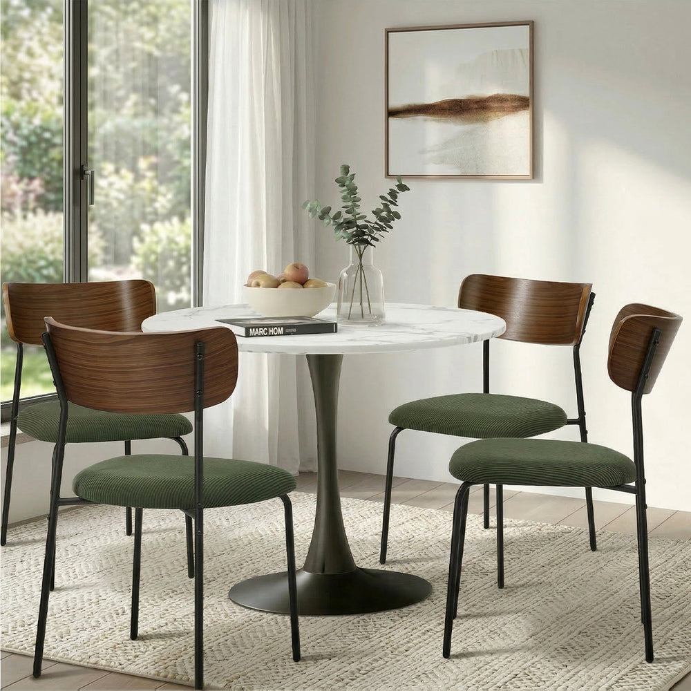 Dining Chairs Set of 2 – Sherpa Green Padded Bentwood Seat 120kg