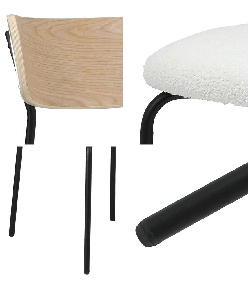 4PCS Dining Chairs Kitchen Padded Lounge Seat Sherpa White