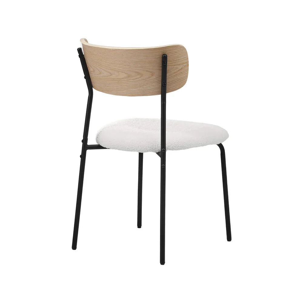 6PCS Dining Chairs Kitchen Padded Lounge Seat Sherpa White