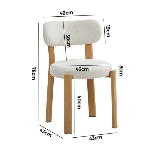 2x Dining Chair Upholstery Chairs Natural & Beige