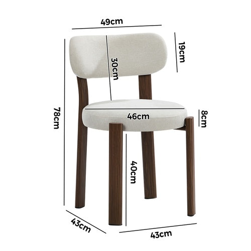 2x Dining Chair Upholstery Chairs Walunt & Beige