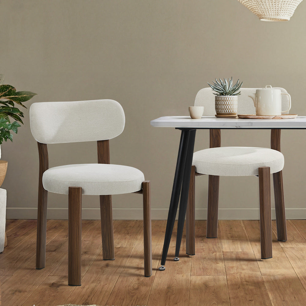 2x Dining Chair Upholstery Chairs Walunt & Beige