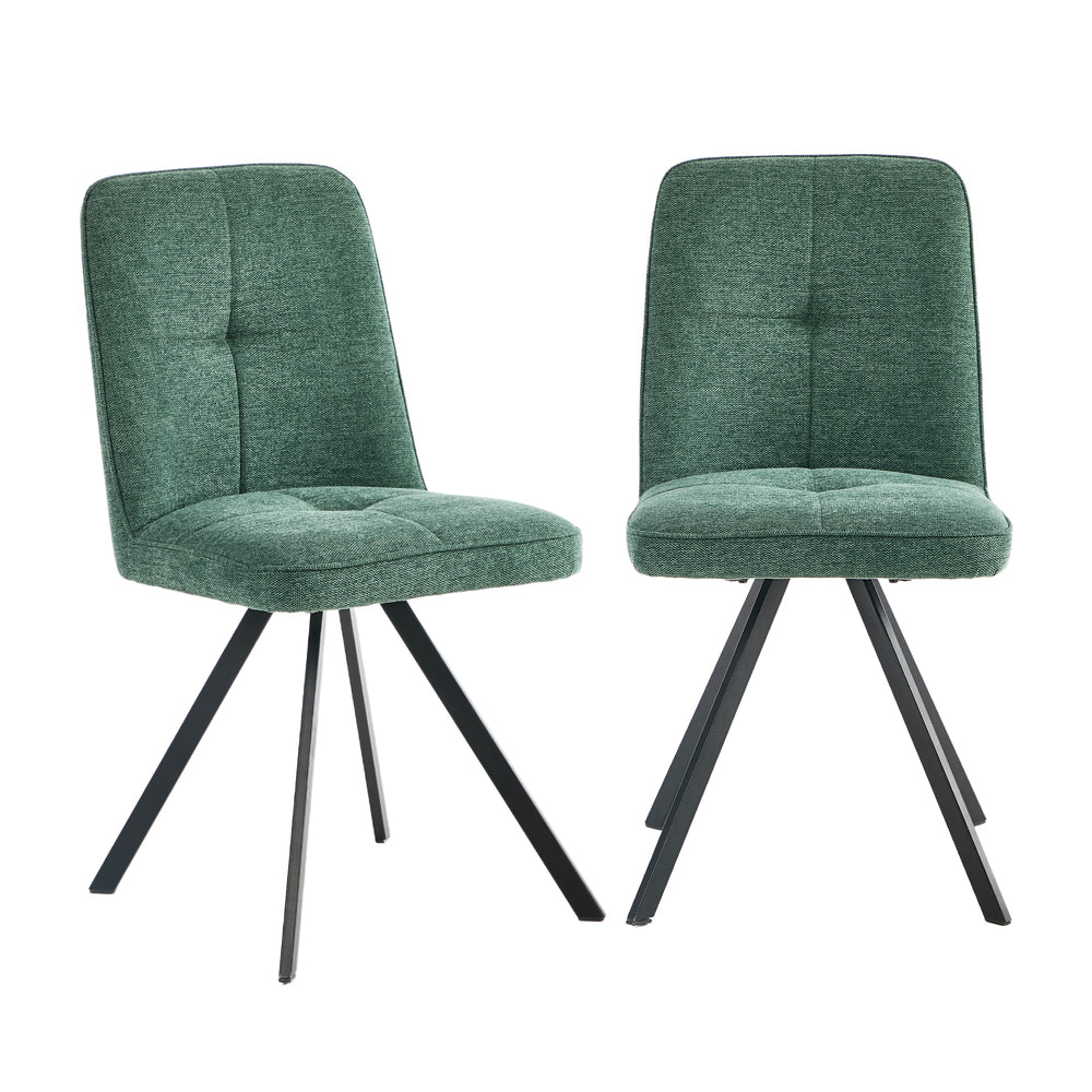 2x Dining Chair Kitchen Seat Linen Fabric Accent Chair Green
